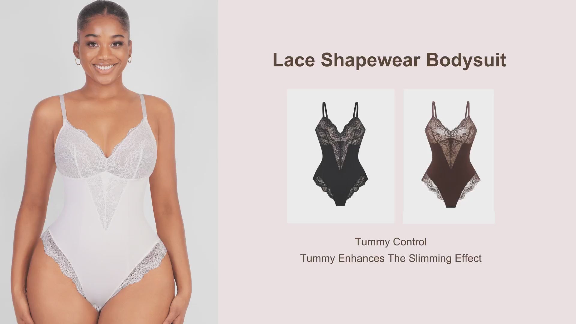 SHAPELLX Lace Bodysuit for Women Tummy Control Backless Shapewear